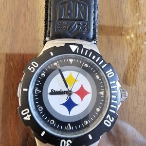 Men’s Game Time Veteran Series Steelers Watch With Stickers New Battery. Works!